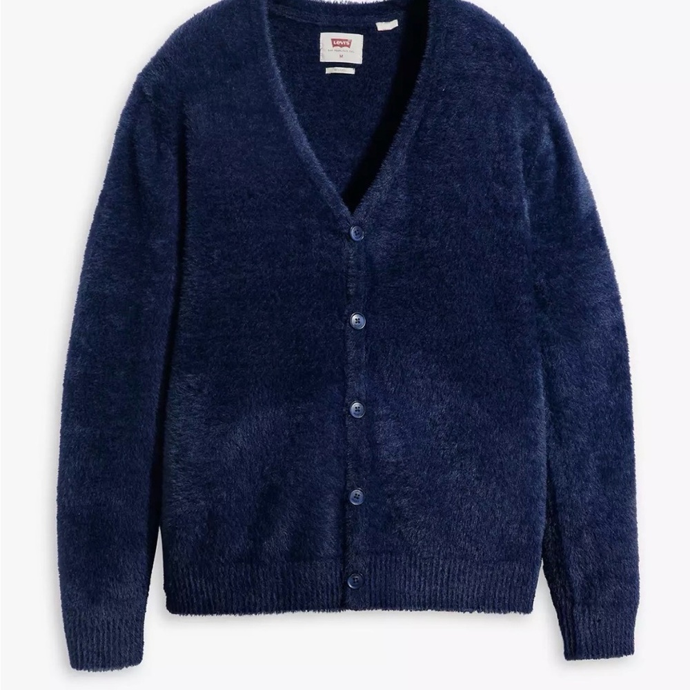Levi's Fluffy Deep Blue Cardigan Sweater | Mens